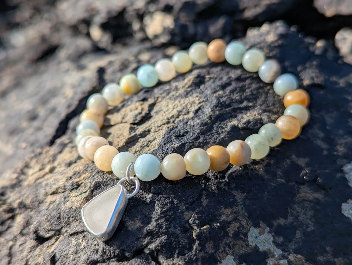 Sea Glass Bracelet Silver - Flower Amazonite - Image 4