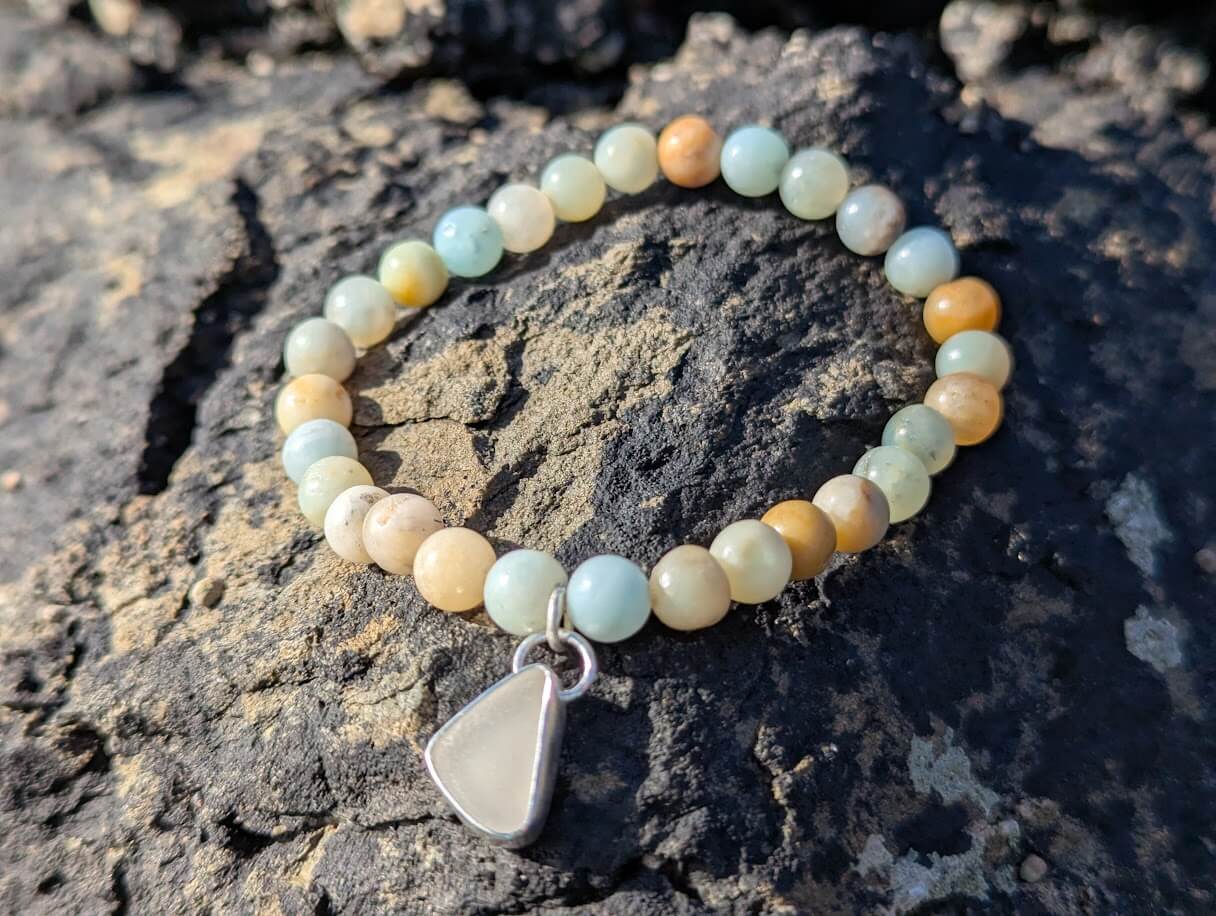 Sea Glass Bracelet Silver - Flower Amazonite - Image 3