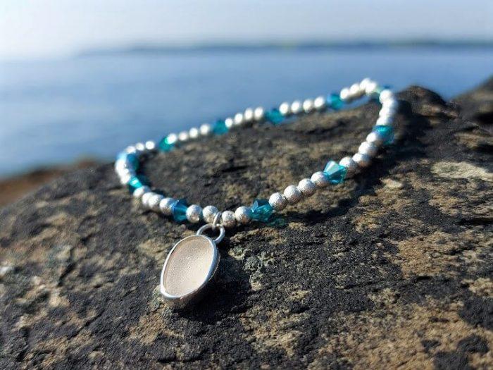 White Sea Glass Silver Bracelet