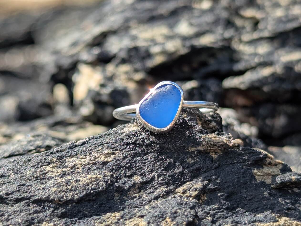 Sea Glass Blue Ring 1a