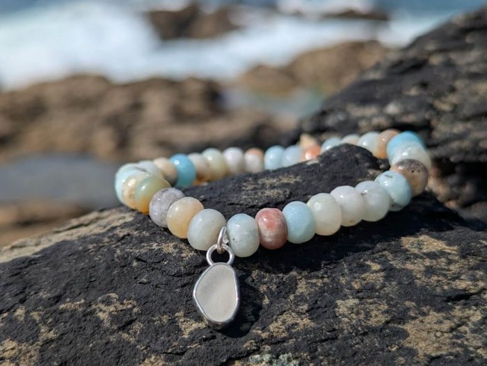 Amazonite Bracelet with Sea Glass Charm - Image 2