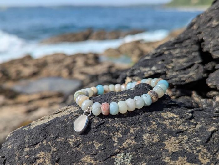Amazonite Bracelet with Sea Glass Charm - Image 3