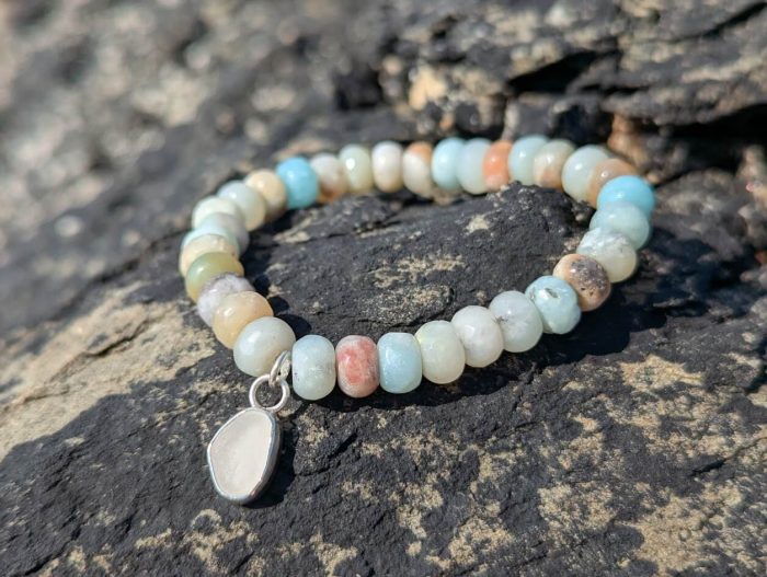 Amazonite Bracelet with Sea Glass Charm - Image 4