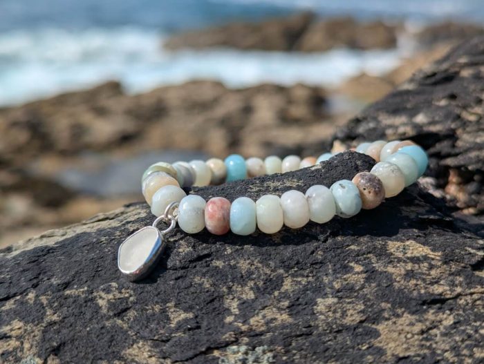 Amazonite Bracelet with Sea Glass Charm - Image 5