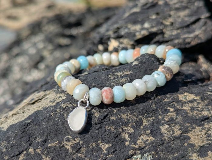 Amazonite Bracelet with Sea Glass Charm - Image 6