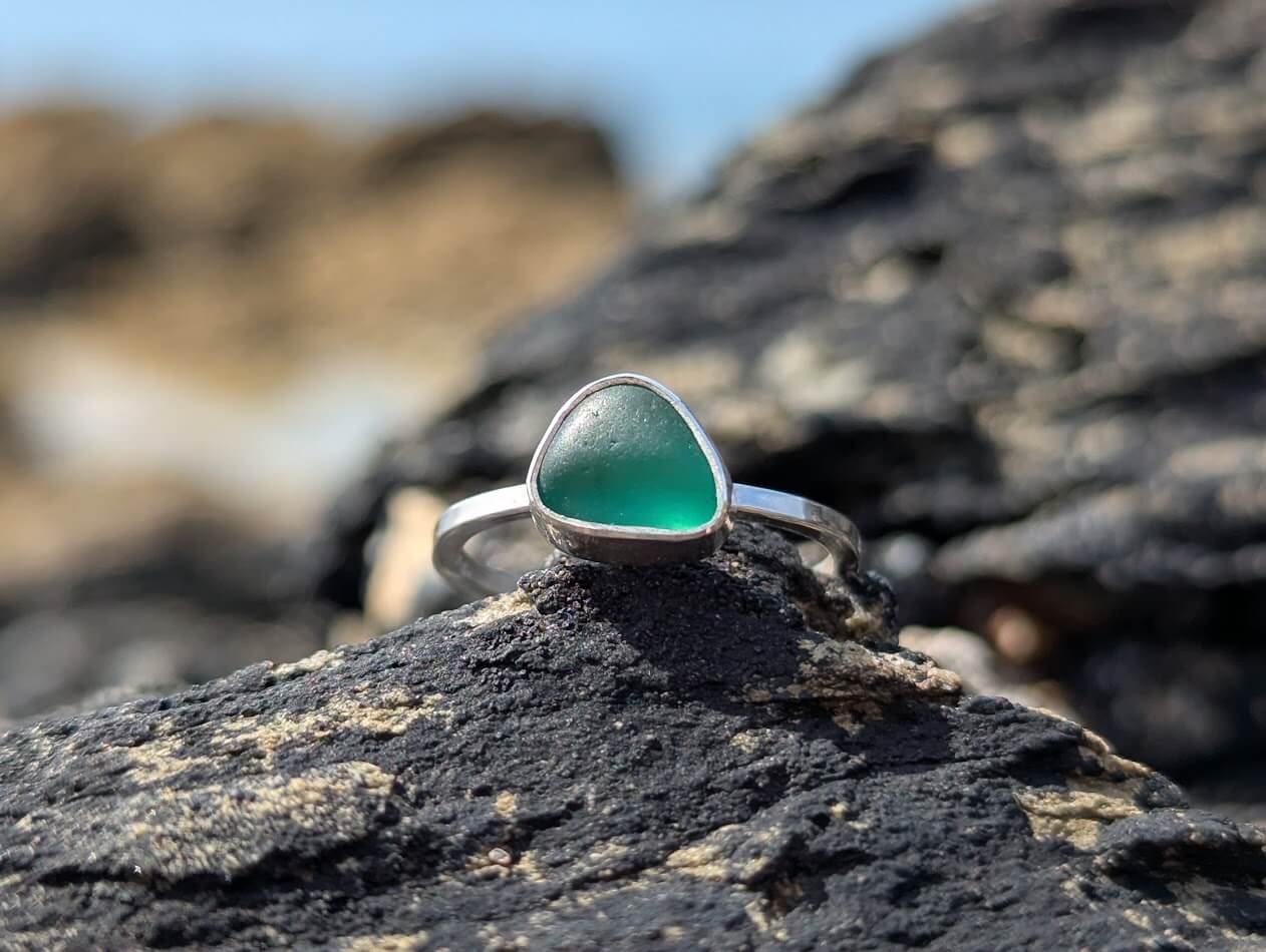 Sea Glass Ring Green Size K 1