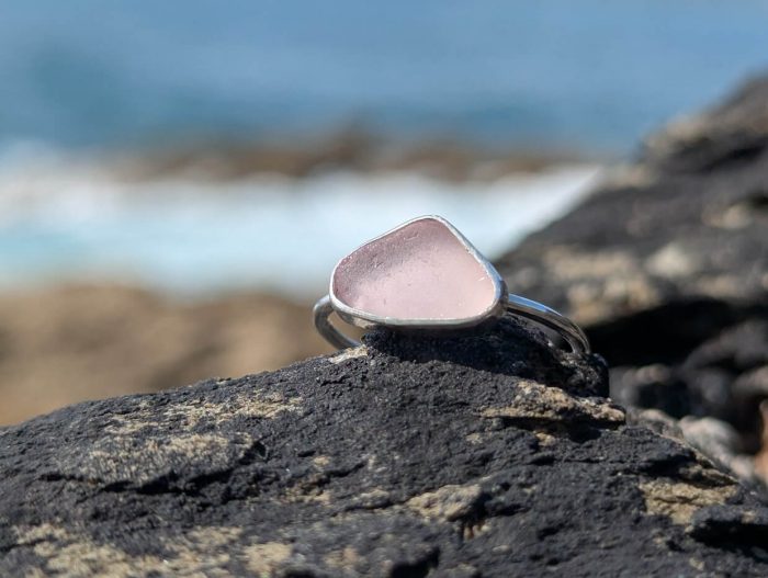 Sea Glass Silver Ring Lilac 1