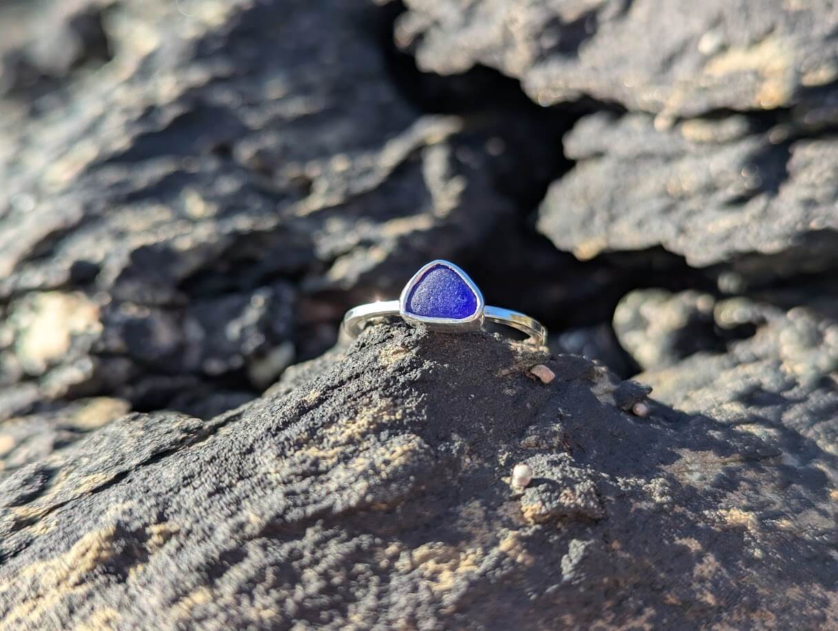 Sea Glass Silver Ring • Size Q - Image 4