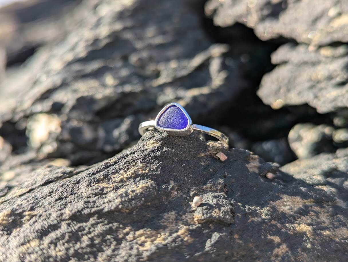 Sea Glass Silver Ring • Size Q - Image 5