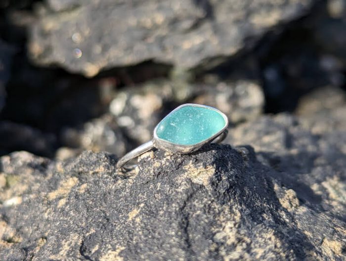 Aquamarine Sea Glass Ring