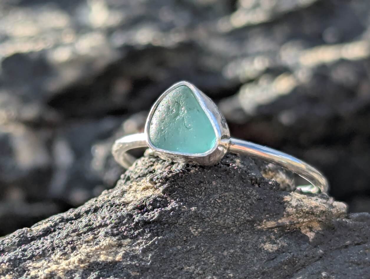 Aquamarine Sea Glass Ring 1a