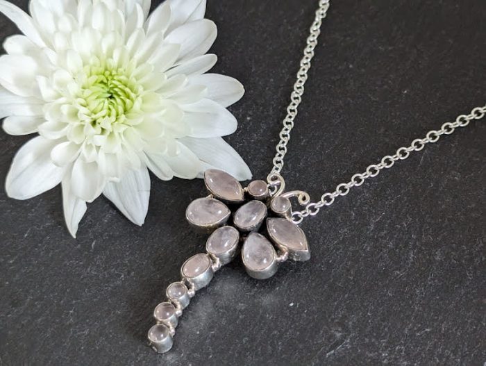 Necklace with rose Quartz Butterfly 5