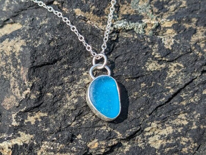 Scottish Blue Sea Glass Necklace