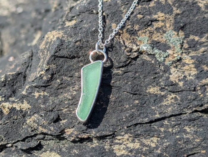 Sea Glass Silver Necklace with 18 inch Silver Chain - Image 2