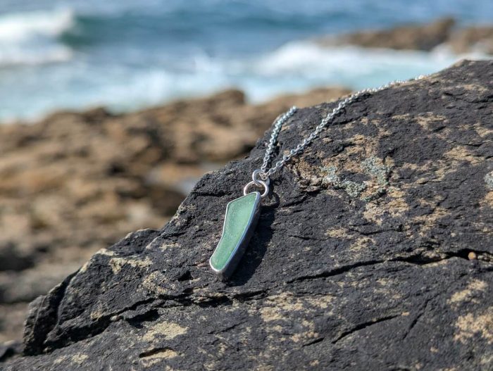 Sea Glass Silver Necklace with 18 inch Silver Chain - Image 4