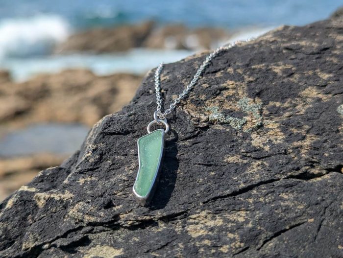 Sea Glass Silver Necklace with 18 inch Silver Chain - Image 6