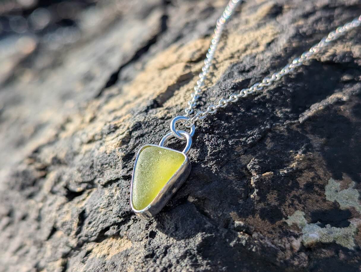 Sea Glass Silver Necklace with 18 inch Silver Chain - Image 3