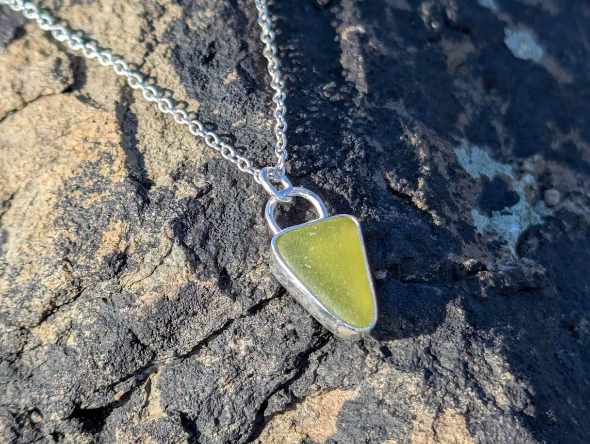 Sea Glass Silver Necklace with 18 inch Silver Chain - Image 4
