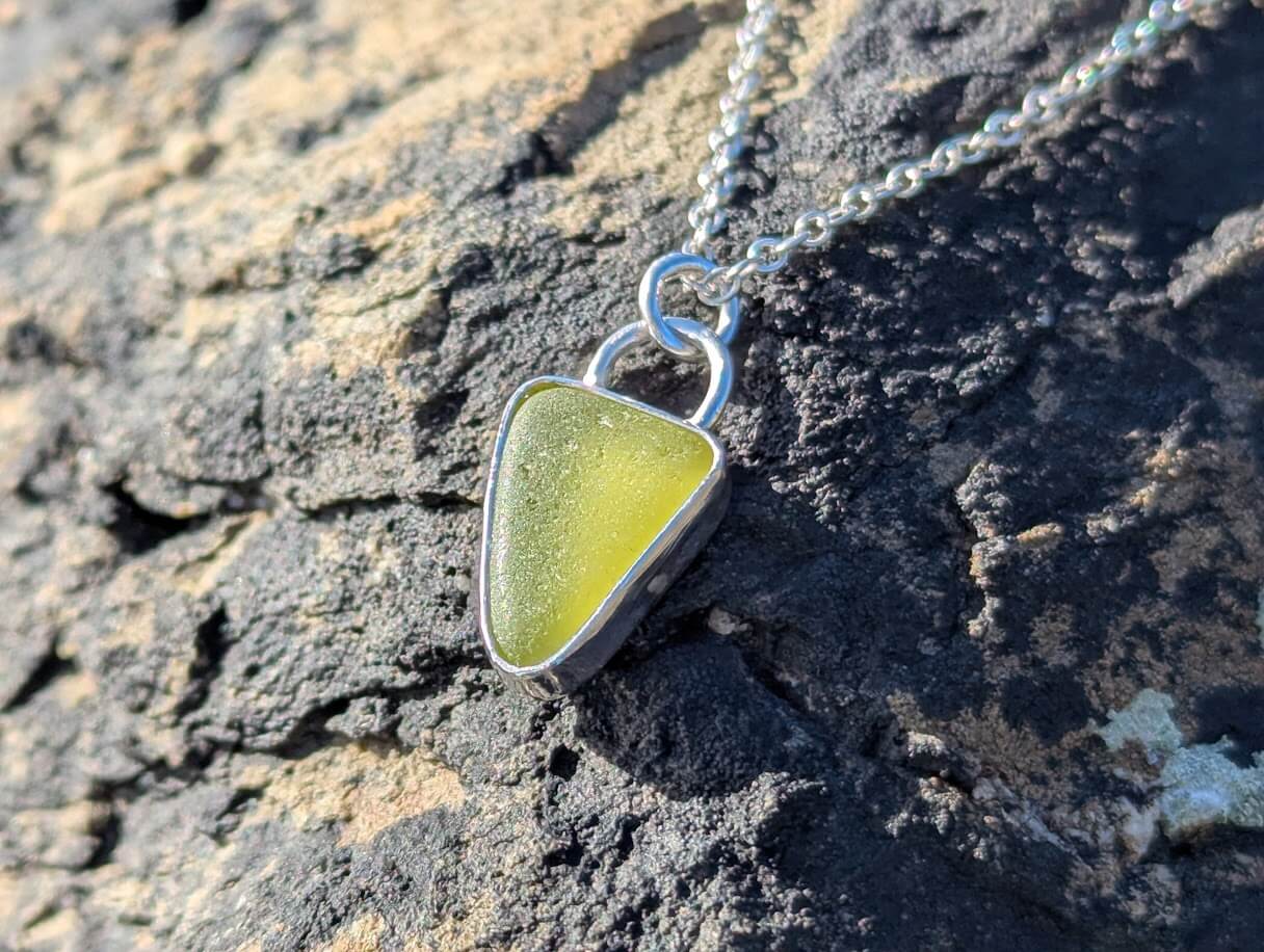 Sea Glass Silver Necklace with 18 inch Silver Chain - Image 6