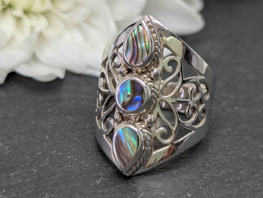 Sterling silver abalone ring