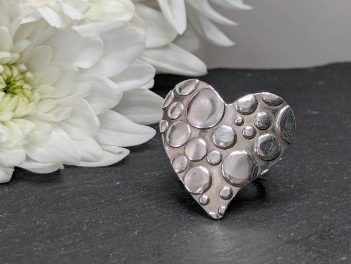 Silver Heart Ring • Size L - Image 3