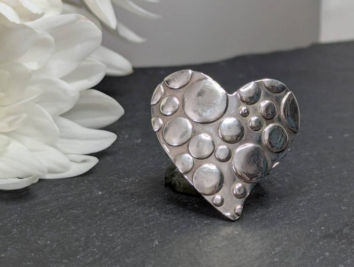 Silver Heart Ring • Size L - Image 4