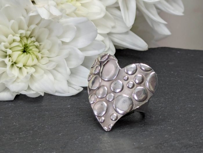 Silver Heart Ring • Size L - Image 5