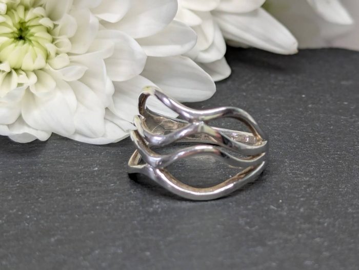 Sterling Silver Wave Ring • Size R - Image 6