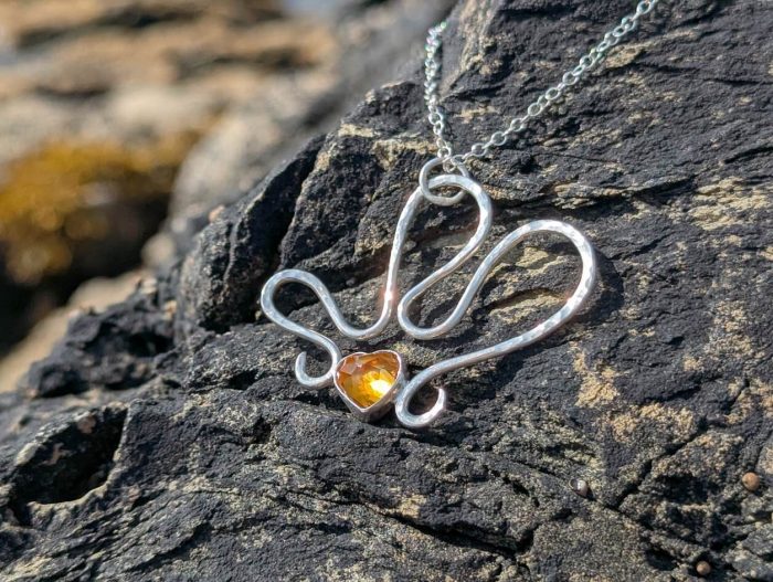 Citrine Pendant Heart Shaped Silver - Image 2