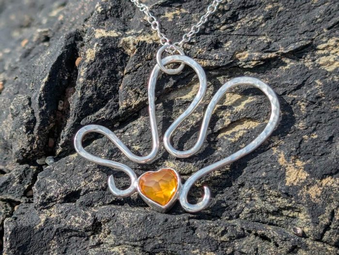 Citrine Pendant Heart Shaped Silver - Image 3