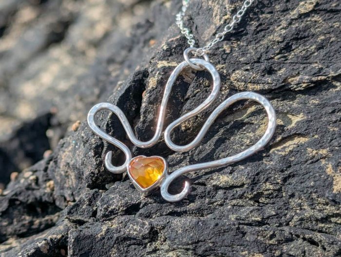 Citrine Pendant Heart Shaped Silver - Image 4