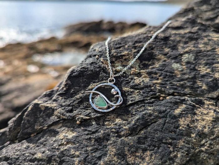 Sea Glass Beach Necklace with 18 inch Silver Chain - Image 6