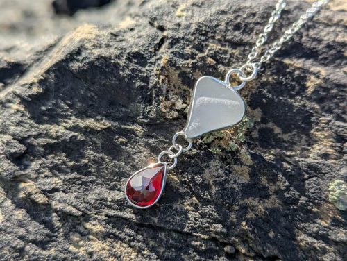 White Sea Glass Necklace 1