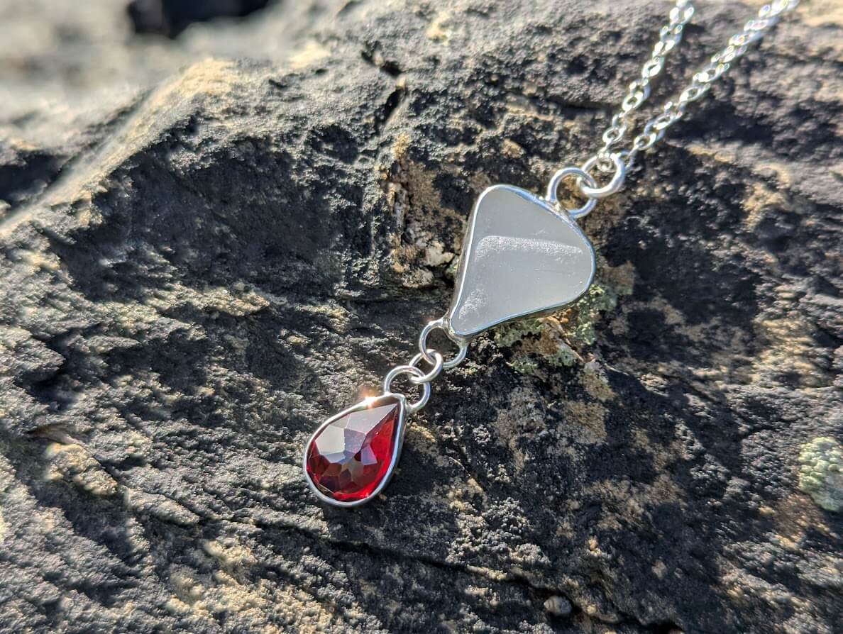 White Sea Glass Necklace 1