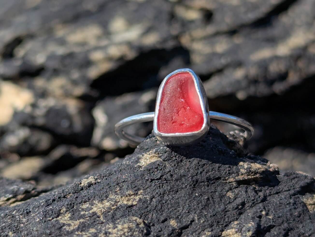Pink Sea Glass Ring 1a