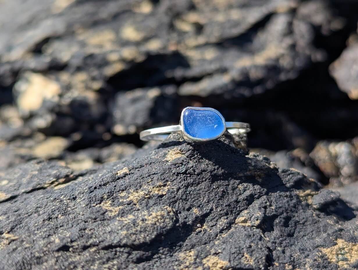 Sea Glass Ring Cornflower Blue • Size N - Image 3