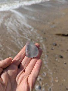 Naturally frosted & pitted sea glass found on the cornish coast