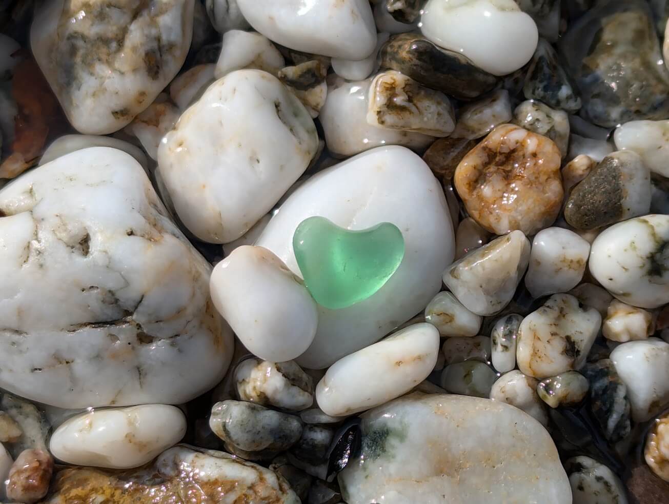 Finding a green sea glass heart
