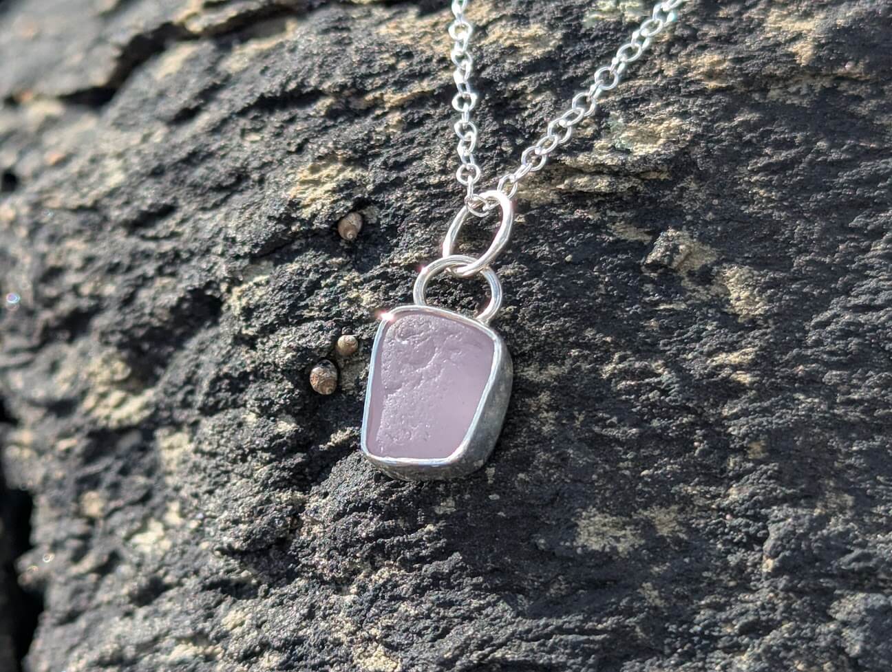 Lilac Sea Glass Necklace 1
