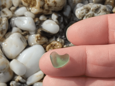 Beachcombing sea glass heart cornish beach